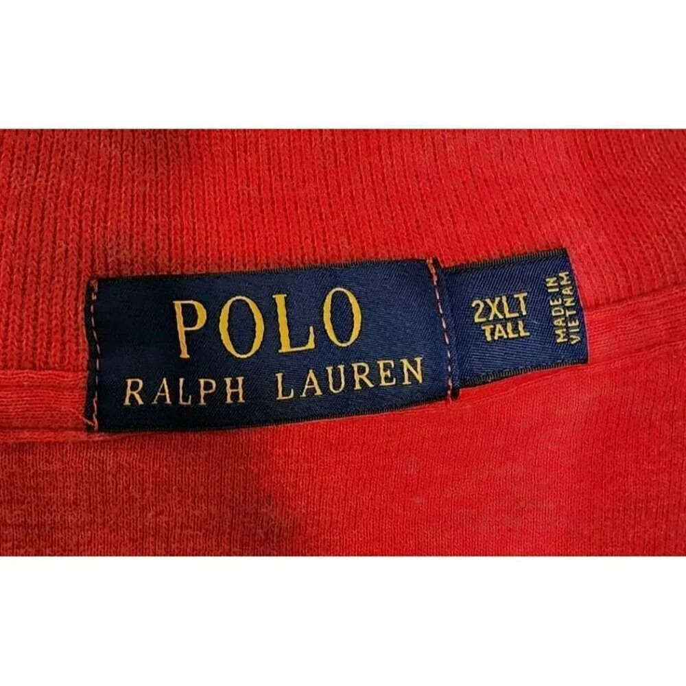Size 2XLT Polo Ralph Lauren Red Pink 1/4 Zip Mock Neck Sweater 100% Cotton